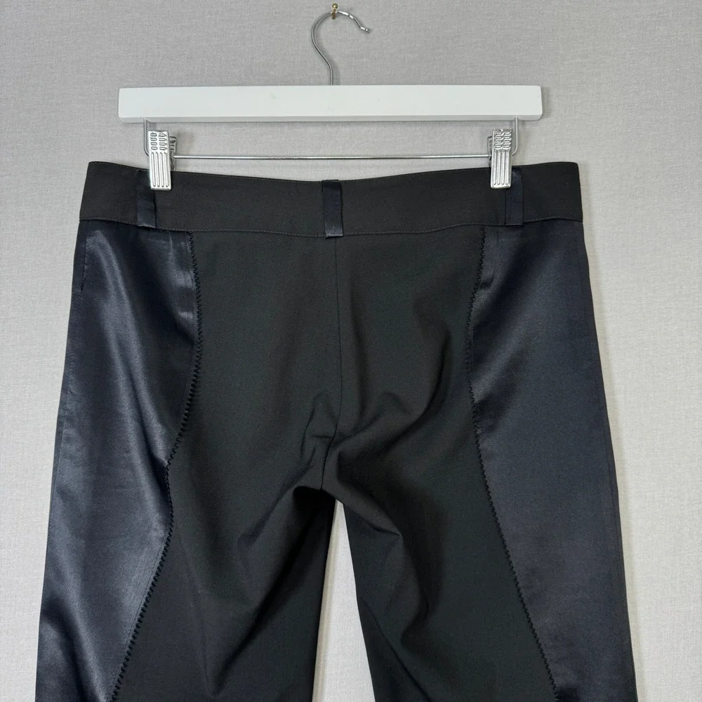 YA-YA Satin Tuxedo Trousers Womens 6 Black Low Rise Flare Dress Pants Y2K Luxury